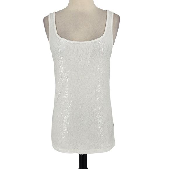 SALE Old Navy Sequined Tank Top Scoop Neck Wide Straps Mixed Media Size LG - Picture 1 of 6